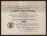 Genealogy certificate of merit